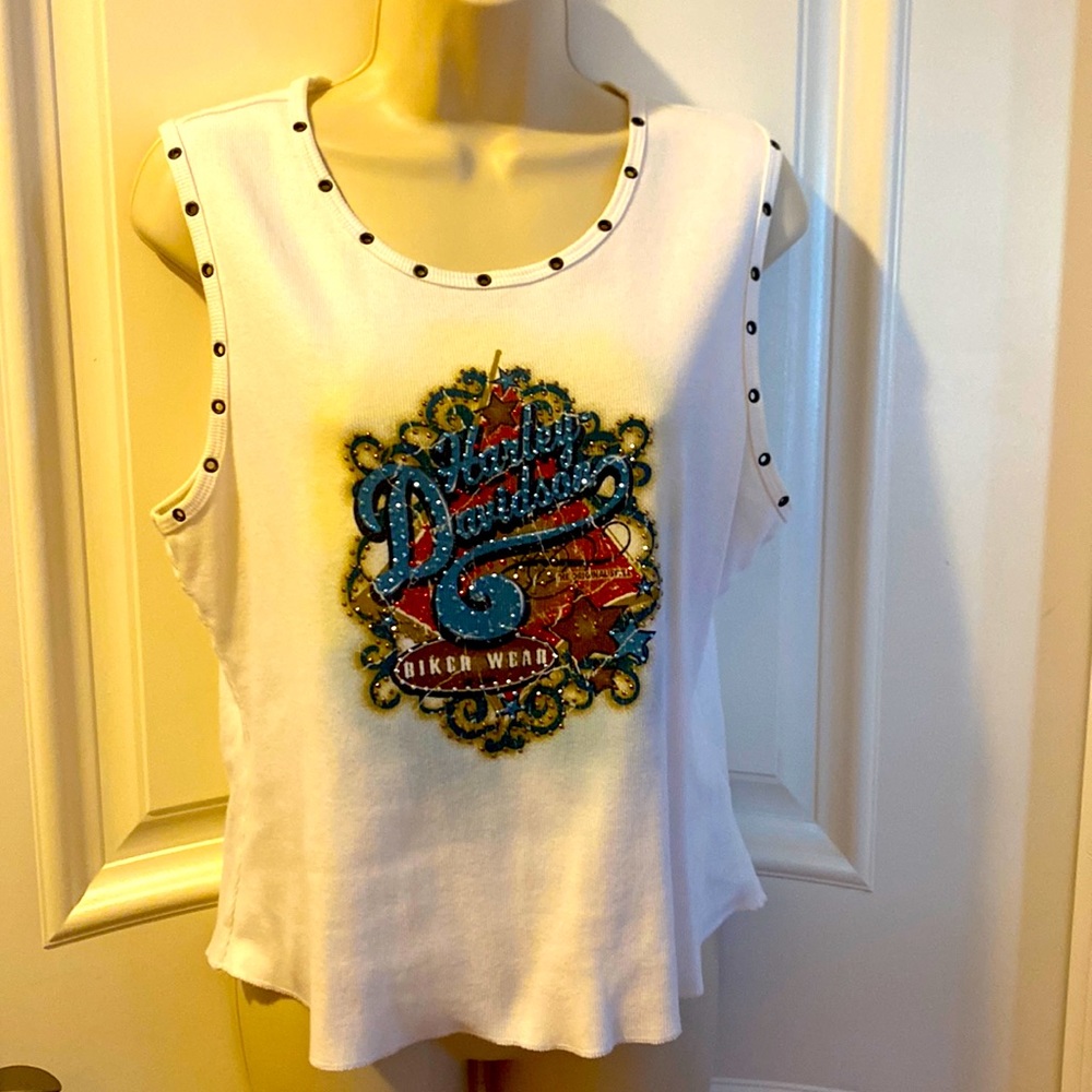 Harley Davidson White Tank